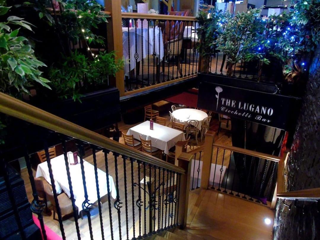 The staircase down to The Lugano at Rosa Twelve